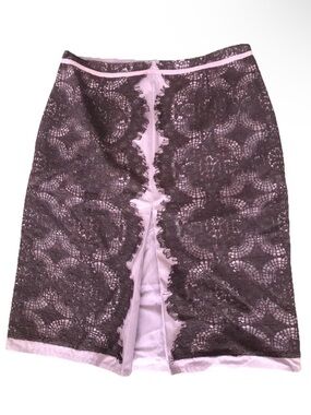 INC International Concepts Brown Lavender Lace Pencil Knee Length Skirt Size 6